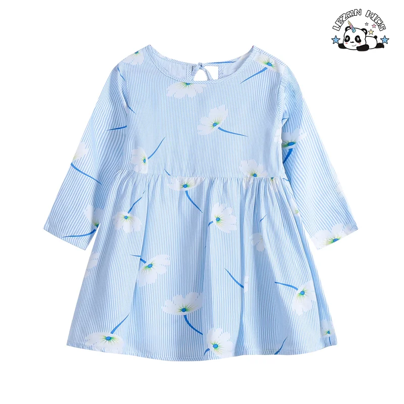 LEZONKIDS - Customizable Spring Autumn Fashion Style Long Sleeve Cotton Dress Children's Printed Casual Girls Dress
